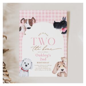 Bad TWO the Bone Checkered Puppy Invitation