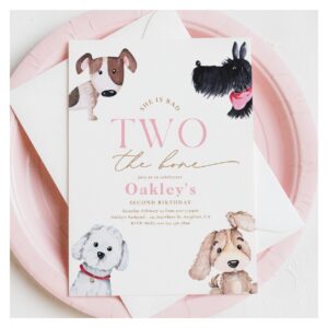 Bad TWO the Bone Puppy Birthday Invitation