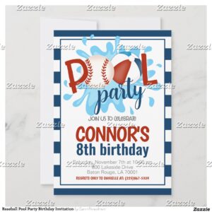 Baseball Pool Party Birthday Invitation