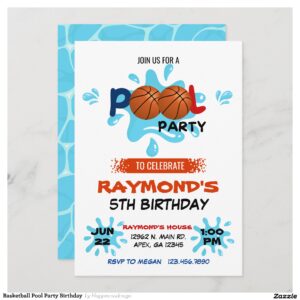 Basketball Pool Party Birthday Invitation