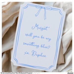 Be my something blue? Bow Bridesmaid Proposal Invitation
