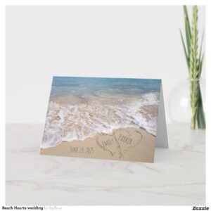 Beach Hearts wedding Card