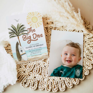 Beach Summer Gender Neutral 1st Birthday Invitation