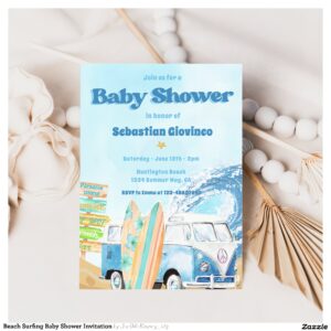 Beach Surfing Baby Shower Invitation