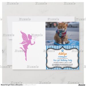 Beautiful girl fairy silhouette invitation
