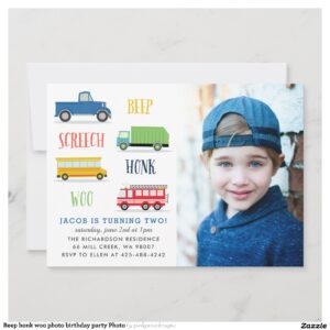 Beep honk woo photo birthday party Photo Invitation