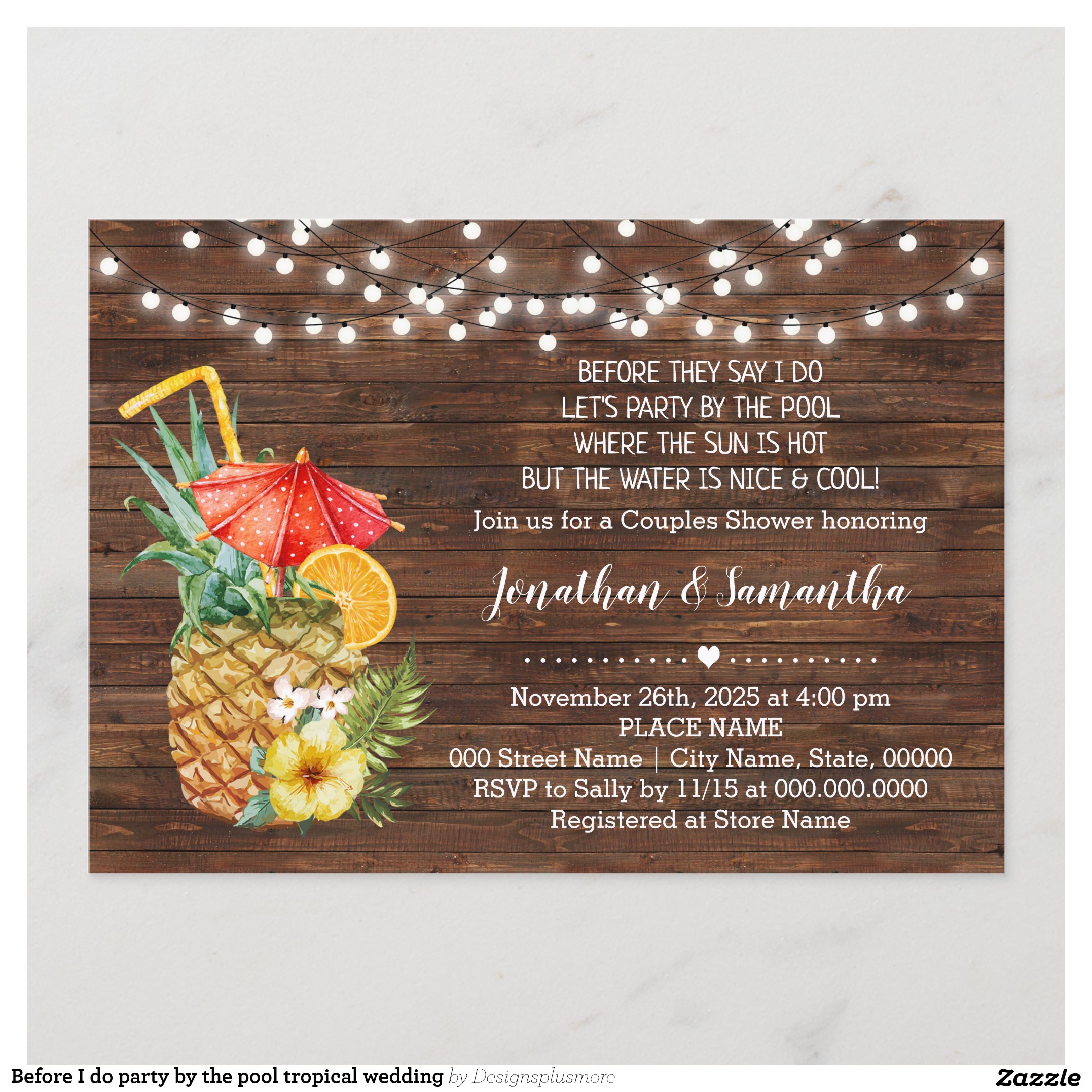 Before I do party by the pool tropical wedding Invitation