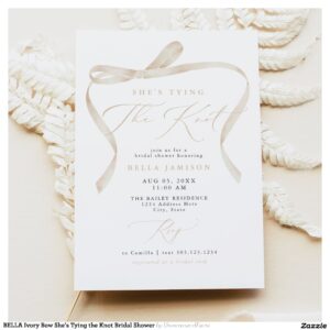 BELLA Ivory Bow She's Tying the Knot Bridal Shower Invitation