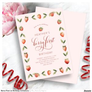 Berry First 1st Birthday Invitations