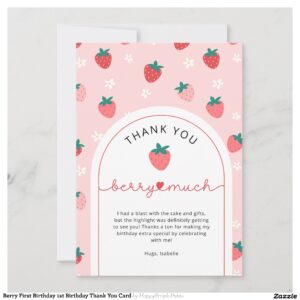 Berry First Birthday 1st Birthday Thank You Card