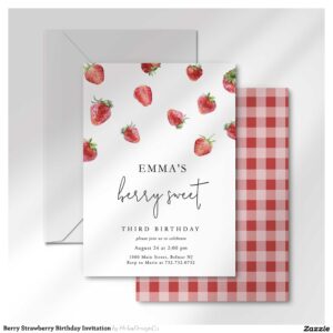 Berry Strawberry Birthday Invitation