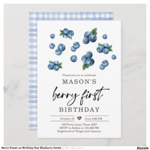 Berry Sweet 1st Birthday Boy Blueberry Invite