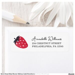 Berry Sweet Baby Shower Address Label Strawberry