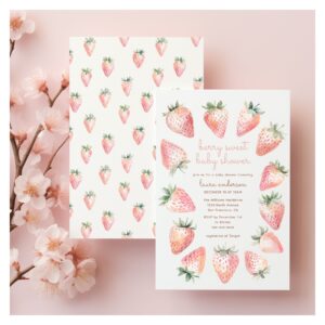 Berry Sweet Baby Shower - Watercolor Strawberries Invitation