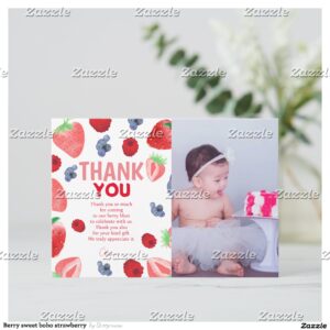 Berry sweet boho strawberry thank you card