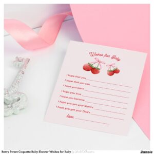 Berry Sweet Coquette Baby Shower Wishes for Baby Enclosure Card