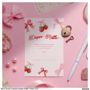 Berry Sweet Coquette Diaper Raffle Ticket Card