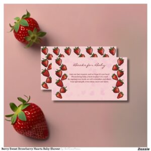 Berry Sweet Strawberry Hearts Baby Shower Enclosure Card