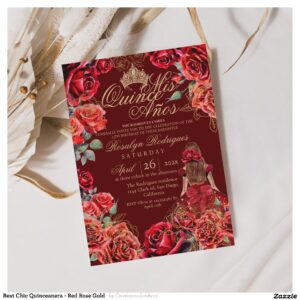 Best Chic Quinceanera - Red Rose Gold Invitation