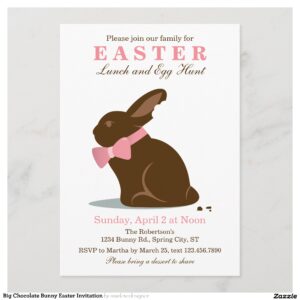 Big Chocolate Bunny Easter Invitation