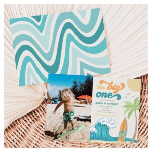 Big One Photo Invitation Beach Birthday