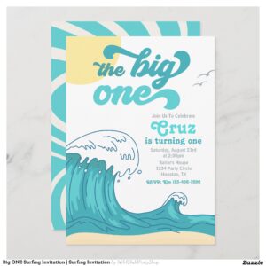 Big ONE Surfing Invitation Surfing Invitation