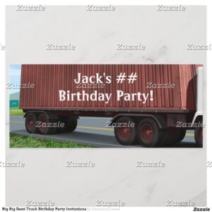 Big Rig Semi Truck Birthday Party Invitations