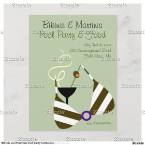 Bikinis and Martinis Pool Party Invitation
