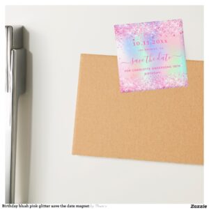 Birthday blush pink save the date magnet
