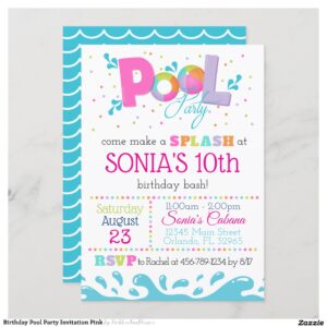 Birthday Pool Party Invitation Pink