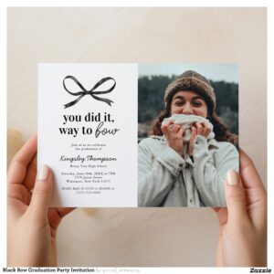 Black Bow Graduation Party Invitation