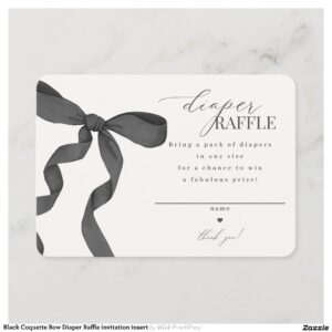 Black Coquette Bow Diaper Raffle invitation insert