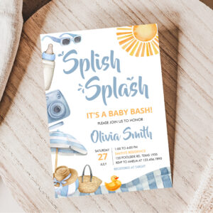 Blue Beach Summer Baby Shower Invitation
