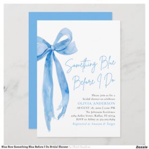 Blue Bow Something Blue Before I Do Bridal Shower Invitation