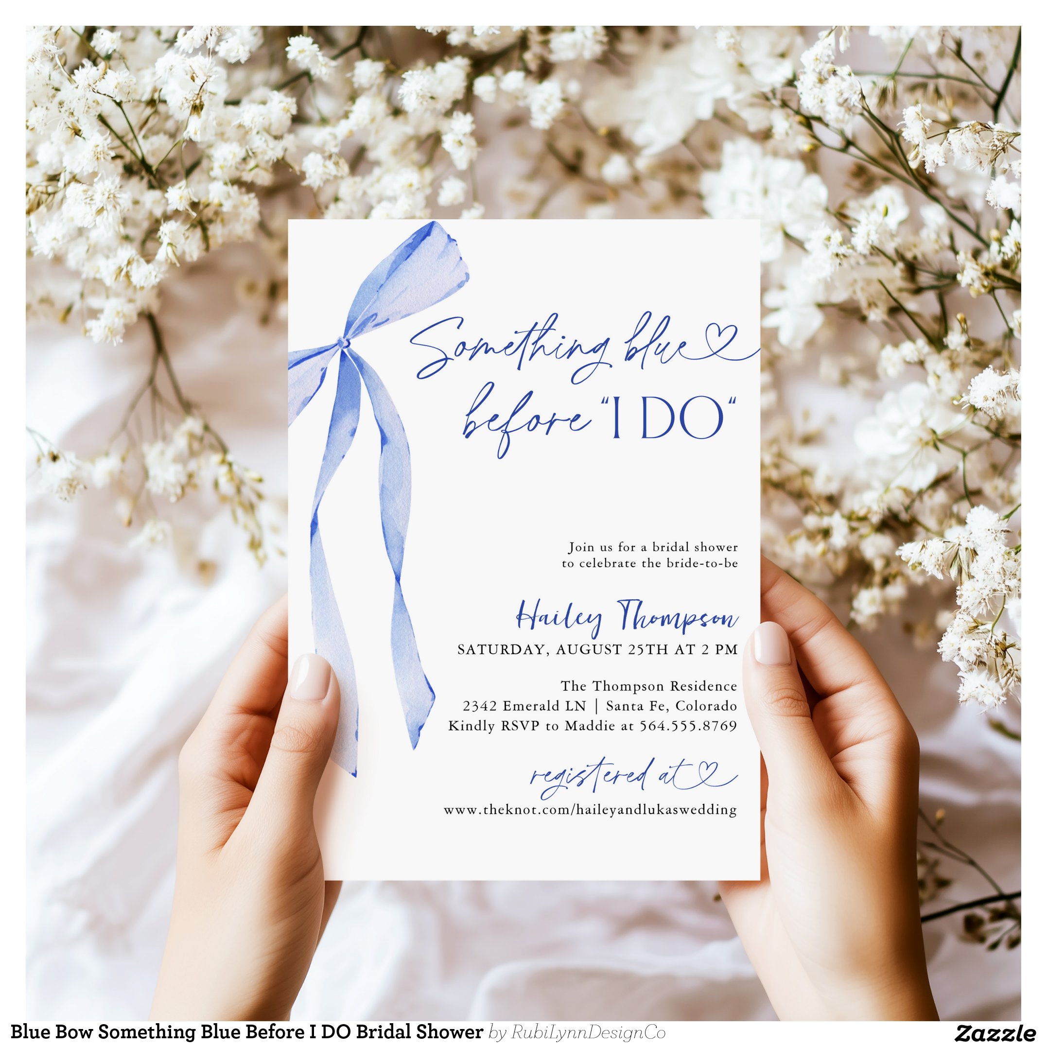 Blue Bow Something Blue Before I DO Bridal Shower Invitation