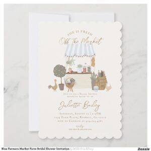 Blue Farmers Market Farm Bridal Shower Invitation