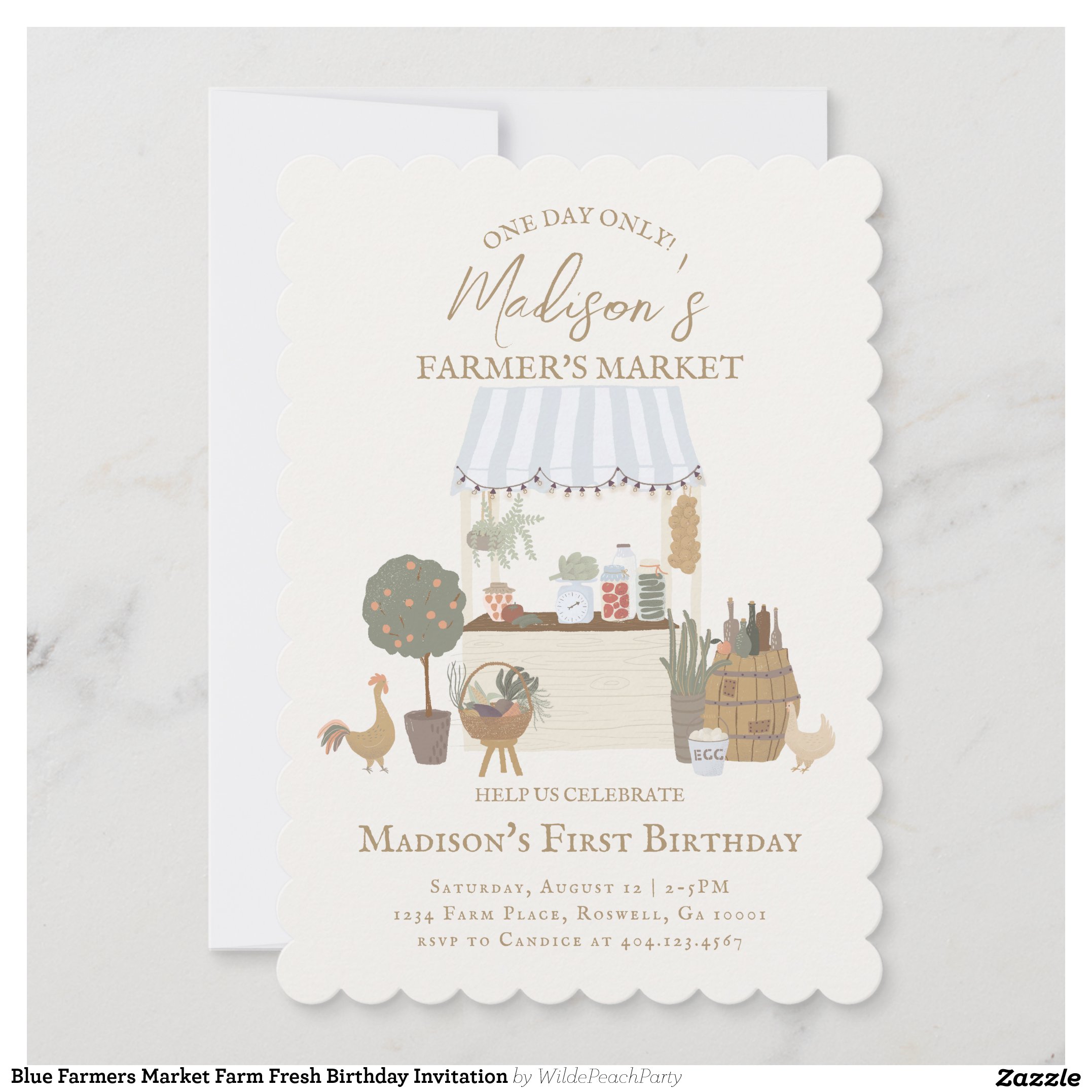 Blue Farmers Market Farm Fresh Birthday Invitation