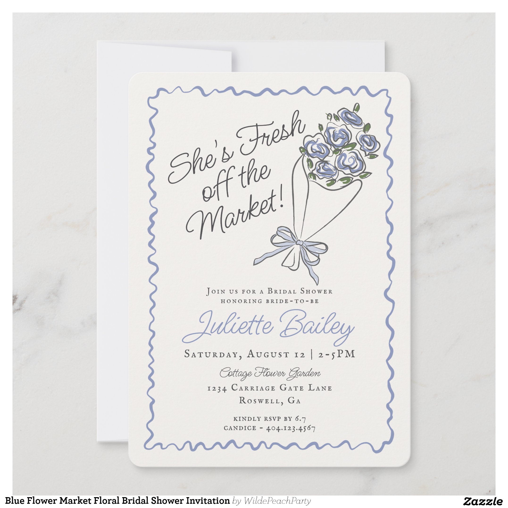 Blue Flower Market Floral Bridal Shower Invitation