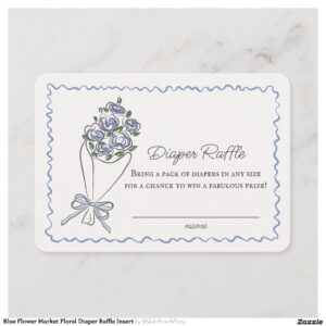 Blue Flower Market Floral Diaper Raffle Insert