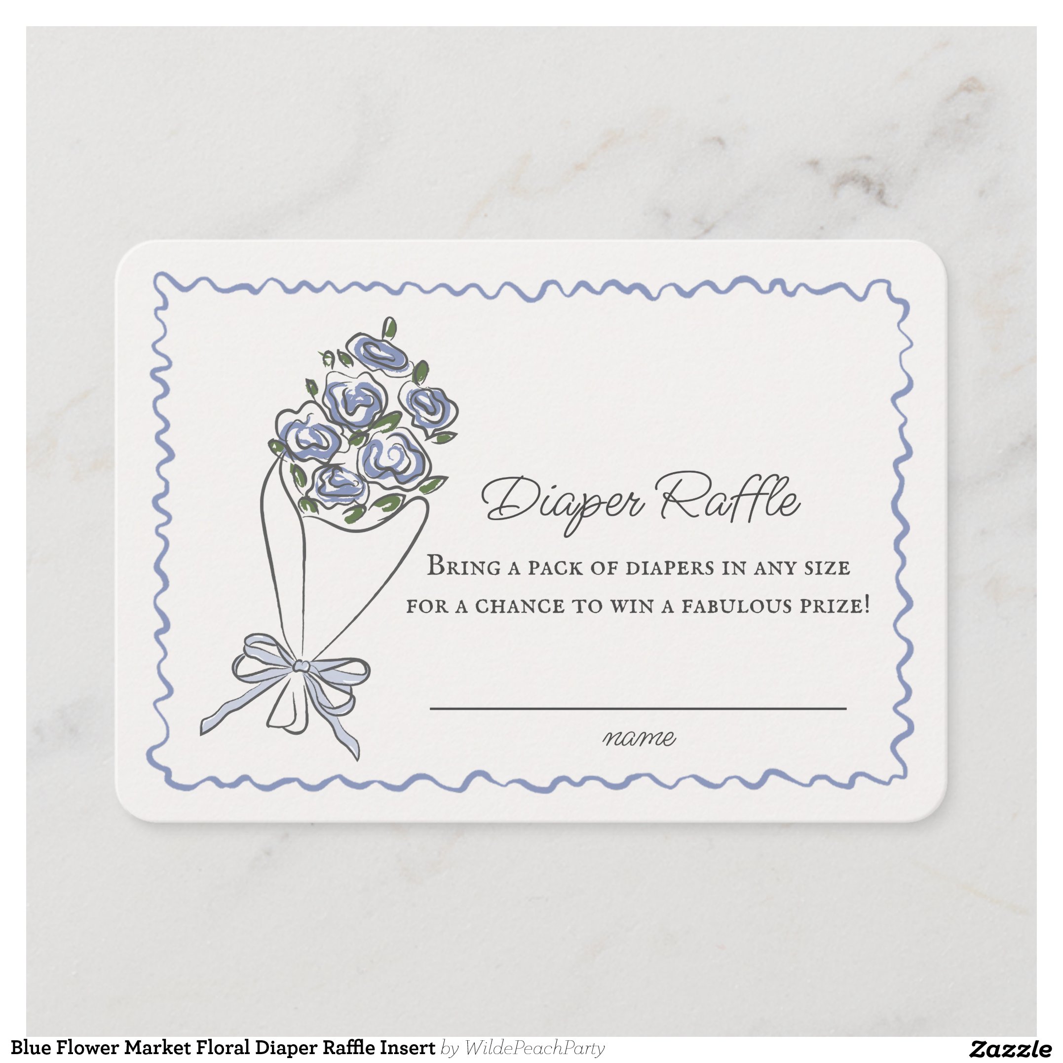 Blue Flower Market Floral Diaper Raffle Insert