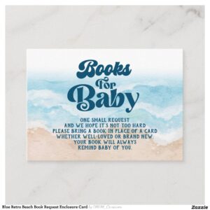 Blue Retro Beach Book Request Enclosure Card
