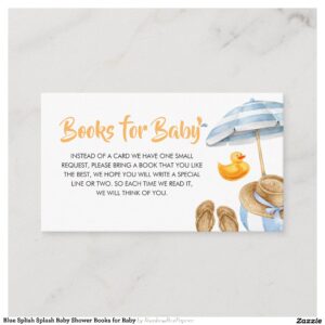 Blue Splish Splash Baby Shower Books for Baby Enclosure Card
