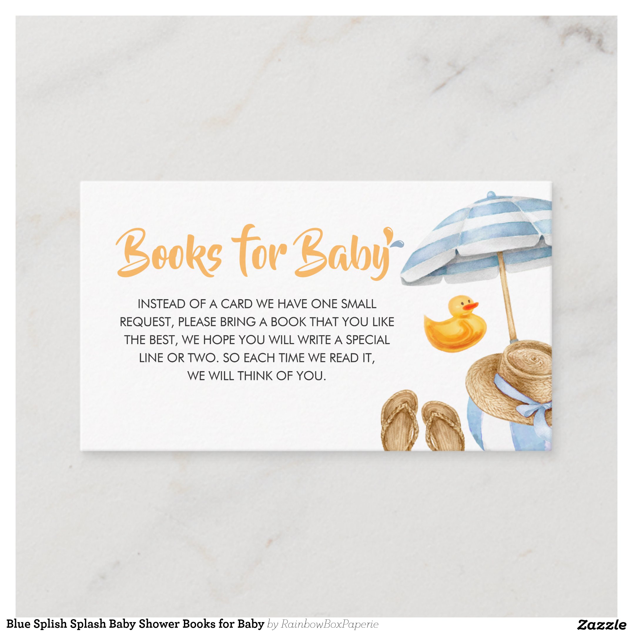 Blue Splish Splash Baby Shower Books for Baby Enclosure Card