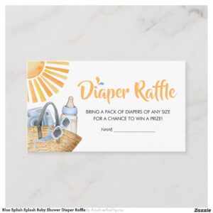 Blue Splish Splash Baby Shower Diaper Raffle Enclosure Card