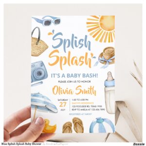Blue Splish Splash Baby Shower Invitation