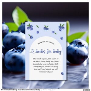 Blueberry Sweet Boy Baby Shower Books for Baby Enclosure Card