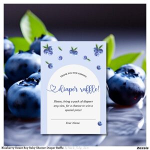 Blueberry Sweet Boy Baby Shower Diaper Raffle Enclosure Card