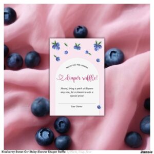Blueberry Sweet Girl Baby Shower Diaper Raffle Enclosure Card