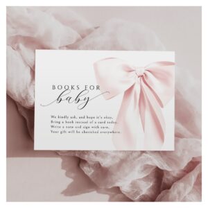 Blush Pink Bow Baby Shower Books for Baby Enclosure Card