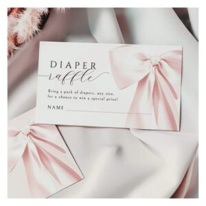 Blush Pink Bow Baby Shower Diaper Raffle 3,5x2" Enclosure Card
